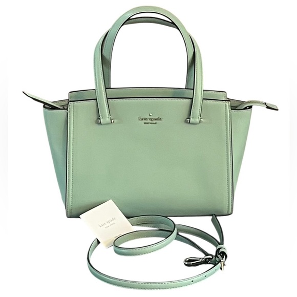 Hostess Pick ☄️🥳 Kate Spade Mint Green Satchel Crossbody Silver Color Hardware - Picture 2 of 13